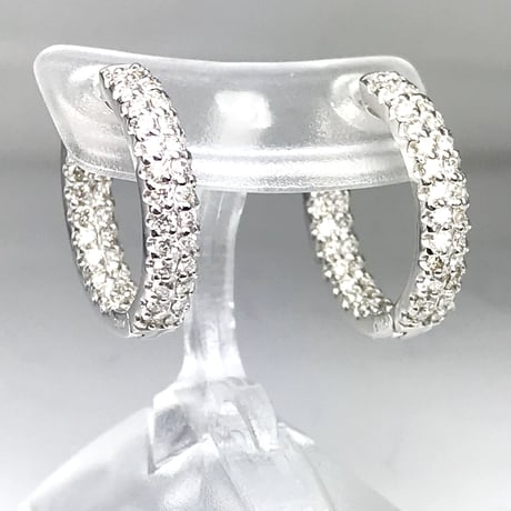 計1.00ct 天然ダイヤモンド　中折れ式　PT950 パヴェフープピアス