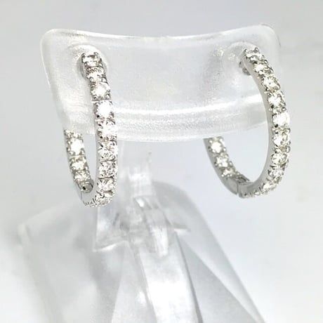 計1.00ct 天然ダイヤモンド　中折れ式エタニティフープピアス　PT900