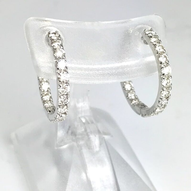計1.00ct 天然ダイヤモンド 中折れ式エタニティフープピアス PT950  