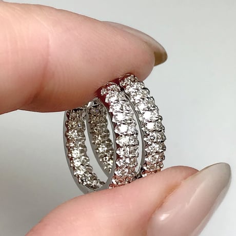 計1.00ct 天然ダイヤモンド　中折れ式　PT950 パヴェフープピアス