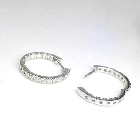 計1.00ct 天然ダイヤモンド　中折れ式エタニティフープピアス　PT900