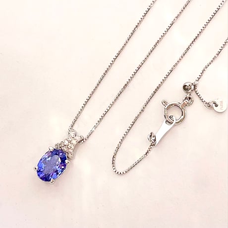0.90ct 良質天然タンザナイト　ダイヤモンド　PTネックレス（宝石鑑別書付