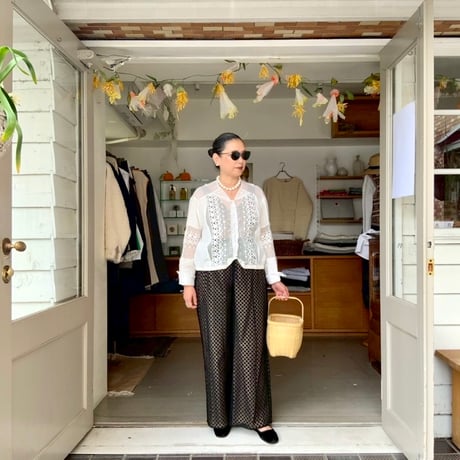 極美品♪ ぺレック 並ば ドローコード シルクリネン 貝ボタン
