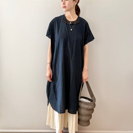 Tabrik / Khadi neck beads OP（濃泥藍）
