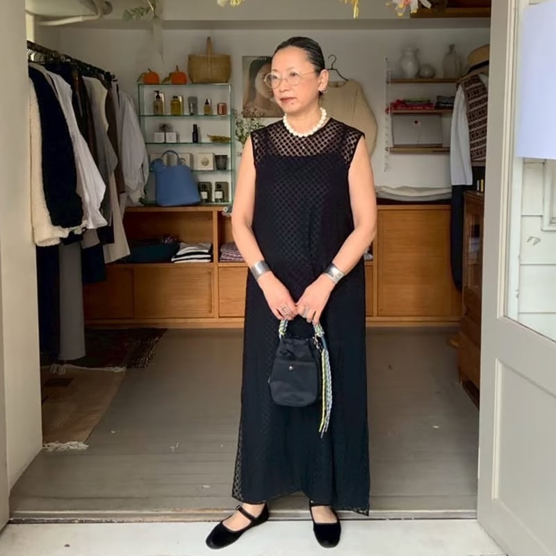 Harriss×Keiko Okamoto / シースルードットノースリーブOP | Pili