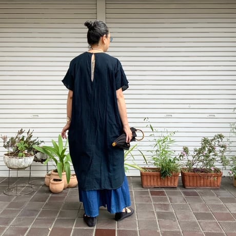 Tabrik / Khadi neck beads OP（濃泥藍）