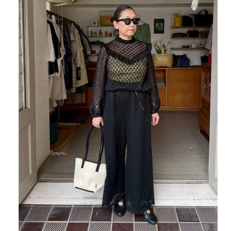 Harriss × Keiko Okamoto / レースワイドフレヤーパンツ