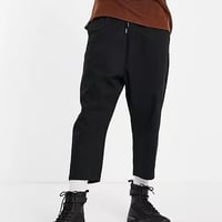 ASOS DESIGN drop crotch trousers in black