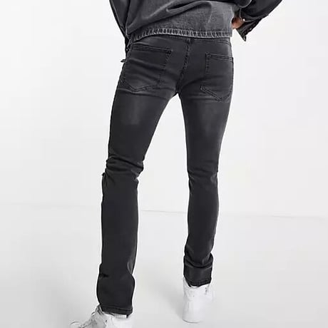 Religion slim tapered leg jeans in grey with rips