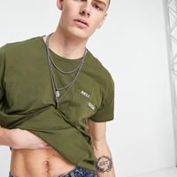 Religion split pocket t-shirt