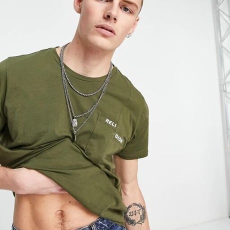 Religion split pocket t-shirt