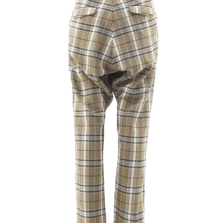 unconditional KHAKI CHECKED DROP CROTCH TROUSERS