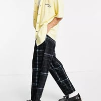 ASOS DESIGN oversized tapered trousers in abstract check