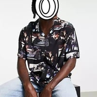 Pull&Bear パルプフィクション printed shirt in black