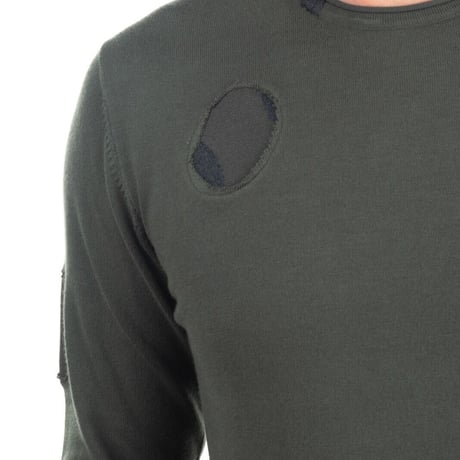 SSEINSE Jumper  Thin Knit Raw Edges Patched Inside  Crew Neck