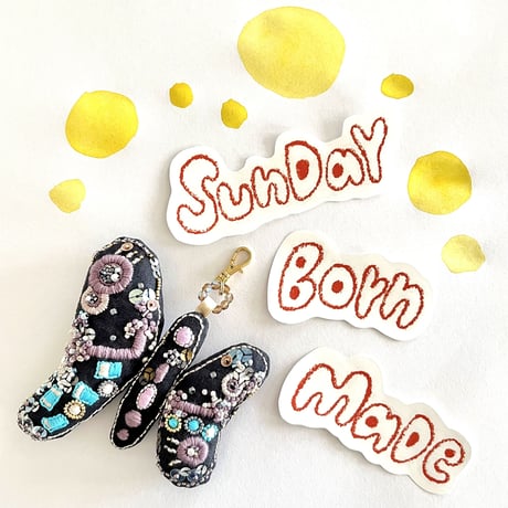 SundayBornMade バタフライチャーム(Black)