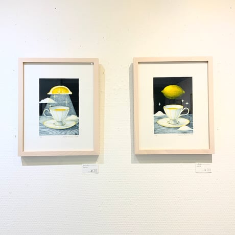 河井いづみ「レモンとティー」リトグラフ