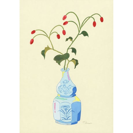藤本巧「うずらの一輪挿し」原画