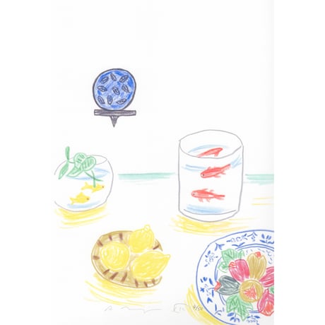 安西水丸「金魚と静物」mizumaru anzai