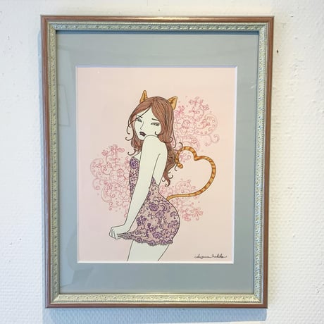 須川まきこ「レースと猫娘」原画 sugawa makiko