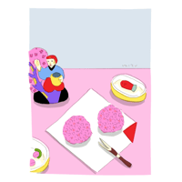 安西水丸「花咲爺と桜菓子」mizumaru anzai