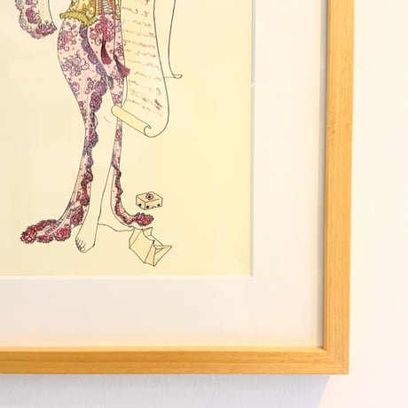 須川まきこ「手紙を読む女」ジークレー版画（ラメ仕様）