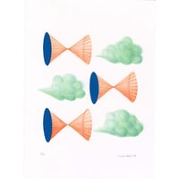 河井いづみ「雲の音」リトグラフ