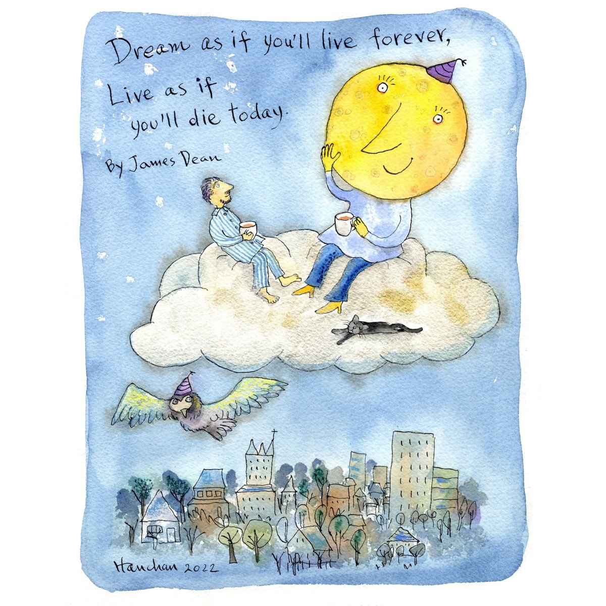 けいさま 原画 水彩 ココナッツ 夏の池2025 水彩画 酒井芳元