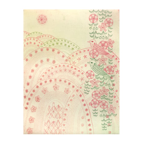 山田ミヤ「桜のお山」銅版画