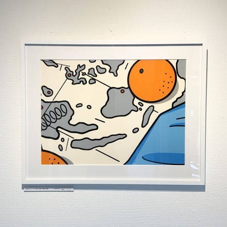 OTA Minami「旅先のテレビで見る天気予報の地図」版画