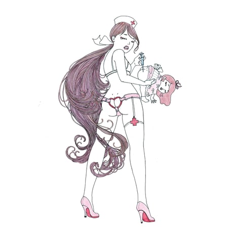 須川まきこ「ナースと注射」原画 sugawa makiko