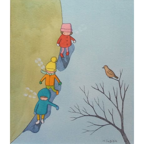 杉田比呂美「朝早く氷を踏む」原画作品