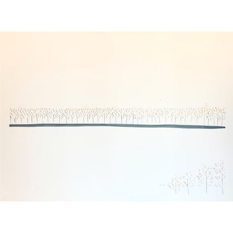 安西水丸「THE RIVER Ⅷ（白・一本道）」