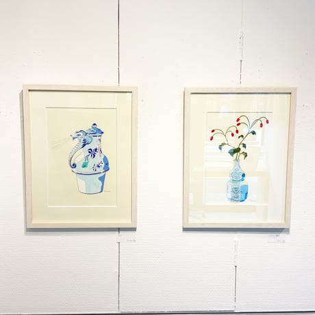 藤本巧「うずらの一輪挿し」原画