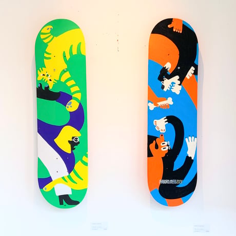 meeg「KARAMU skateboard(緑×黄)」原画