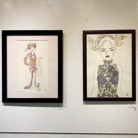 須川まきこ「手紙を読む女（鈴木春信より）」原画 sugawa makiko