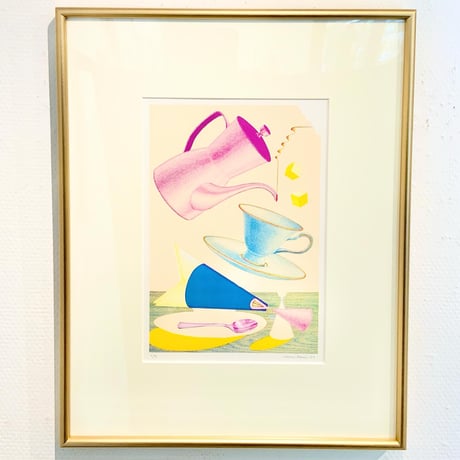 河井いづみ「喫茶は踊る」リトグラフ