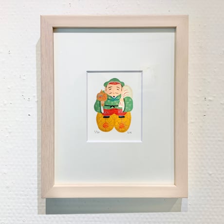 そで山かほ子「やさしい大黒さま」版画作品
