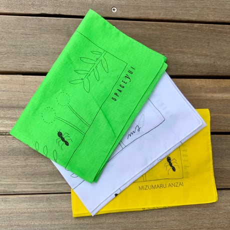 安西水丸グッズ「GREEN柄 バンダナ」