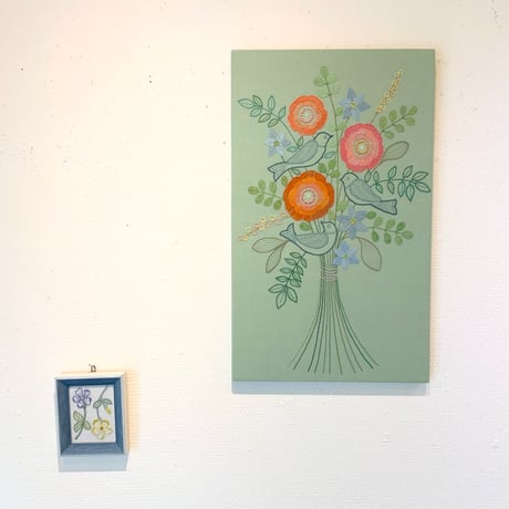 立川一美「花 ミニ額 （白地）」kazumi tachikawa