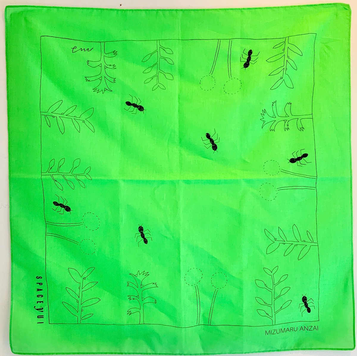 安西水丸グッズ「GREEN柄 バンダナ」 | SPACE YUI online shop