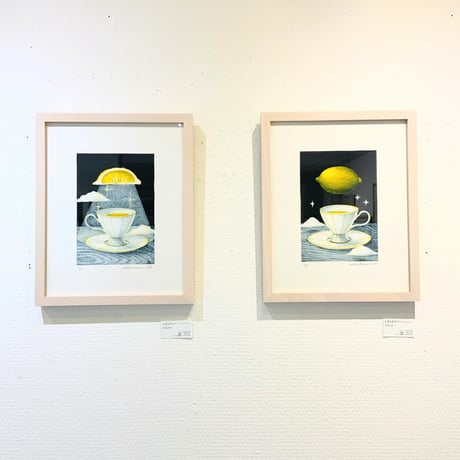 河井いづみ「レモンとティー」リトグラフ
