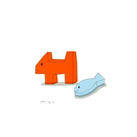安西水丸「犬と魚」mizumaru anzai