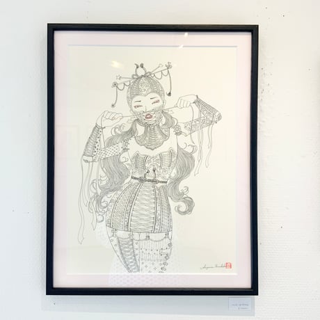 須川まきこ「Lace up dress」原画 sugawa makiko