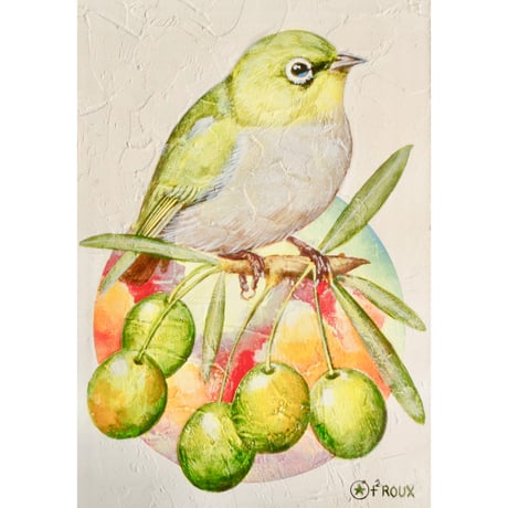 星野哲朗「小鳥と木の実」原画作品