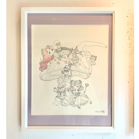 須川まきこ「バッハを聴いた帰り道」原画 sugawa makiko