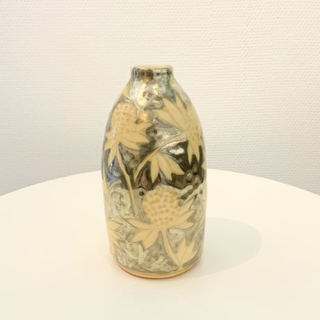 堂前守人「銀彩花入（小）黄」domae morito
