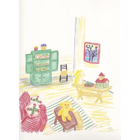 安西水丸「ぬいぐるみのいる室内」mizumaru anzai