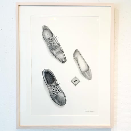 河井いづみ 「長い廊下がある家」小説カバー原画  izumi kawai