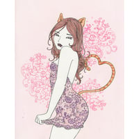 須川まきこ「レースと猫娘」原画 sugawa makiko